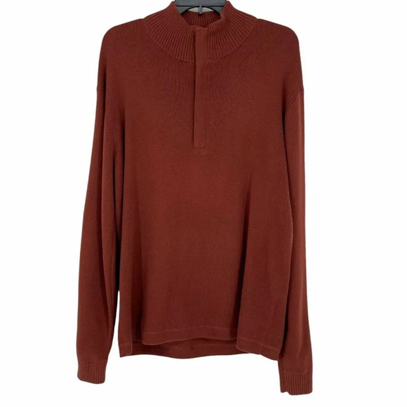 Royal Robbins Sweater Men's Sz L Red Knit Mock Neck 1/4 Zip Stretch Long Sleeves - Picture 1 of 9